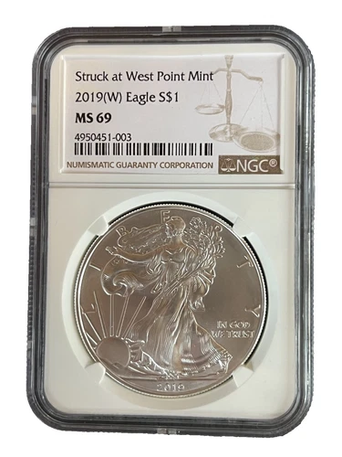 2019-(W) American Silver Eagle $1 Dollar Coin One Troy Ounce 0.999 Fine NGC MS69