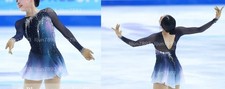 Ice skating dress Competition Figure Skating Twirling Costume blue dyeing
