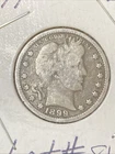 1899 25C Barber Quarter 90% Silver Coin Nice!