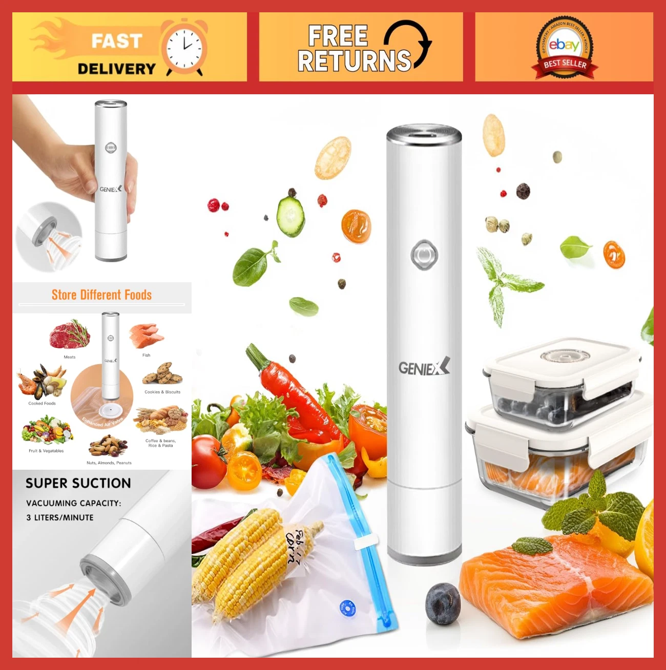Compact Wireless Handheld Vacuum Sealer for Food Storage, Rechargeable
