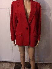 Vintage Liz Claiborne lizsport 1 Button Blazer Petite Size 10 Red Wool Lined