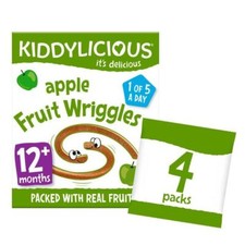 Kiddylicious Apple Wriggles Baby Snacks Multi 4 x 12g - Pack of 7
