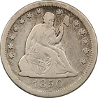 1850-O Seated Liberty Quarter 25C, Fine F+, Lightly Cleaned