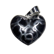 Women's Stainless Steel Heart Pendant with Silver and Black Accents