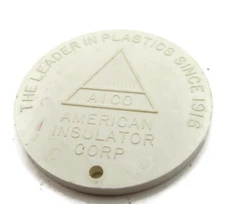 AICO American Insulator Corp Pendant Keychain 1973 White Plastic