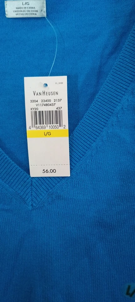 Nuevo con etiquetas Suéter Pullover Van Heusen Azul Preppy Old Money Para Mujer Talla Grande Cuello en V A3 Foto 2 de 4