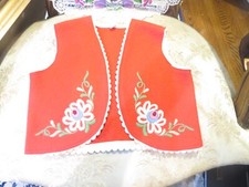 Vintage Matyo Hungarian Embroidered Black Felt Vest with Floral Design