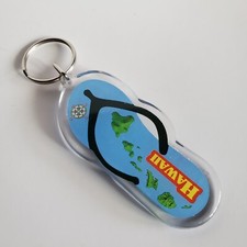 Hawaii Keychain Floral Flip Flop Key Chain Blue Island