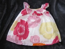 BABY GAP PINK ORANGE YELLOW BIG FLOWER RUFFLE SPRING SUMMER DRESS 3-6 INFANT
