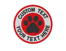 Custom Embroidered Service Dog Animal Paw Print Puppy Sew on Patch SD-R03