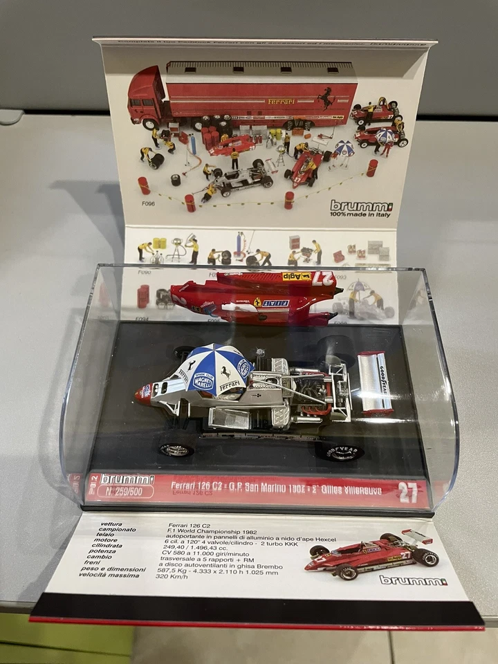 BRUMM P012 FERRARI 126 C2 turbo Villeneuve #27 G.P. SAN MARINO 1982 +pilota - Immagine 3 di 4