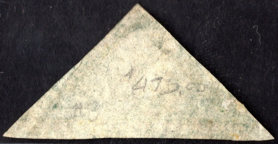 CANADA NEWFOUNDLAND 1857 YELLOWISH GREEN HAND MADE PAPER WITH MESH IMPERF NO WMK - Image 2 of 2
