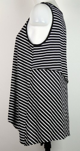 Mango Basics Black & White Striped Tiered High-Low Tank Top Shirt S - Picture 2 of 4