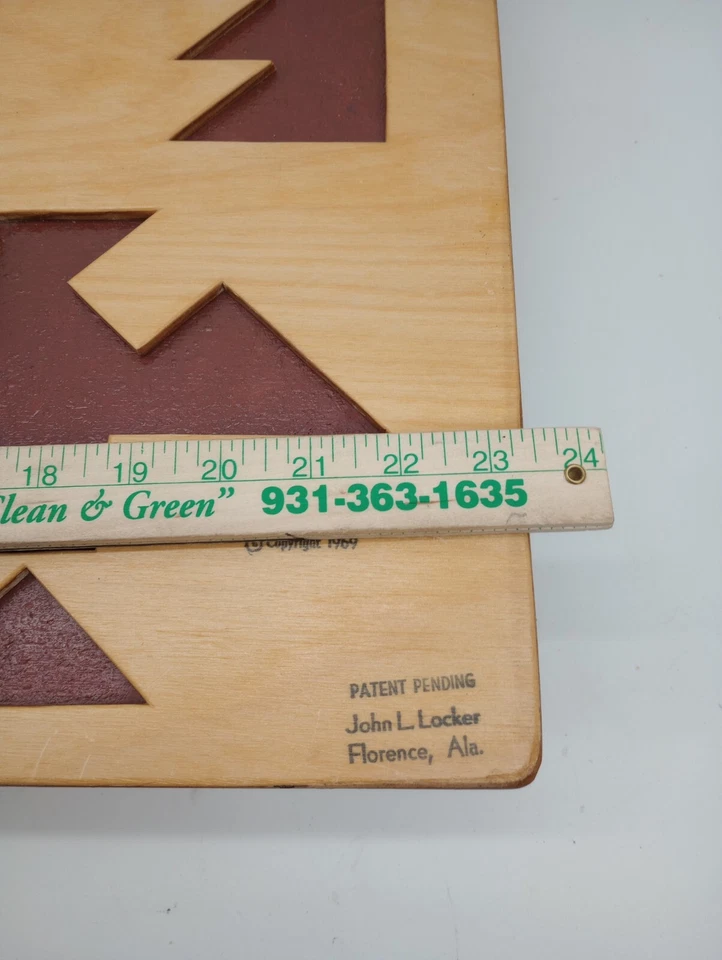 Rompecabezas Tangram de madera Loma 1969 vintage formas aves e indios arte de pared occidental Foto 3 de 4