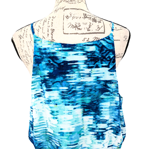 Daisy Fuentes Kleid Gr. XL Neckholder Top Maxi Weiß Navy Aqua Splash - Bild 8 von 11