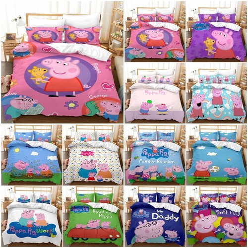 ✨Peppa Pig Dibujos Animados Edredón Cubierta Doona Juego de Ropa de Cama Individual Doble Queen Nuevo Reino Unido - Imagen 1 de 39