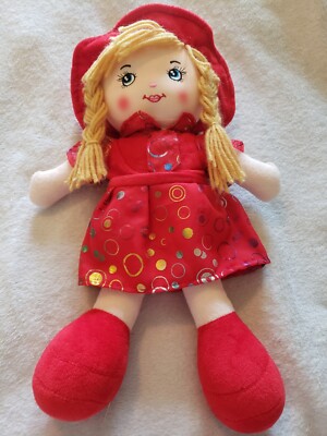 Fabiola Candy Doll Embroidered Face 15 Inches Tall With Blonde Braids Blue Eyes 