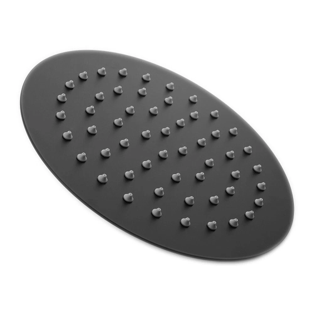Ultra Slim Stainless Steel Round Shower Head 200mm Diameter - Matt Black Finish