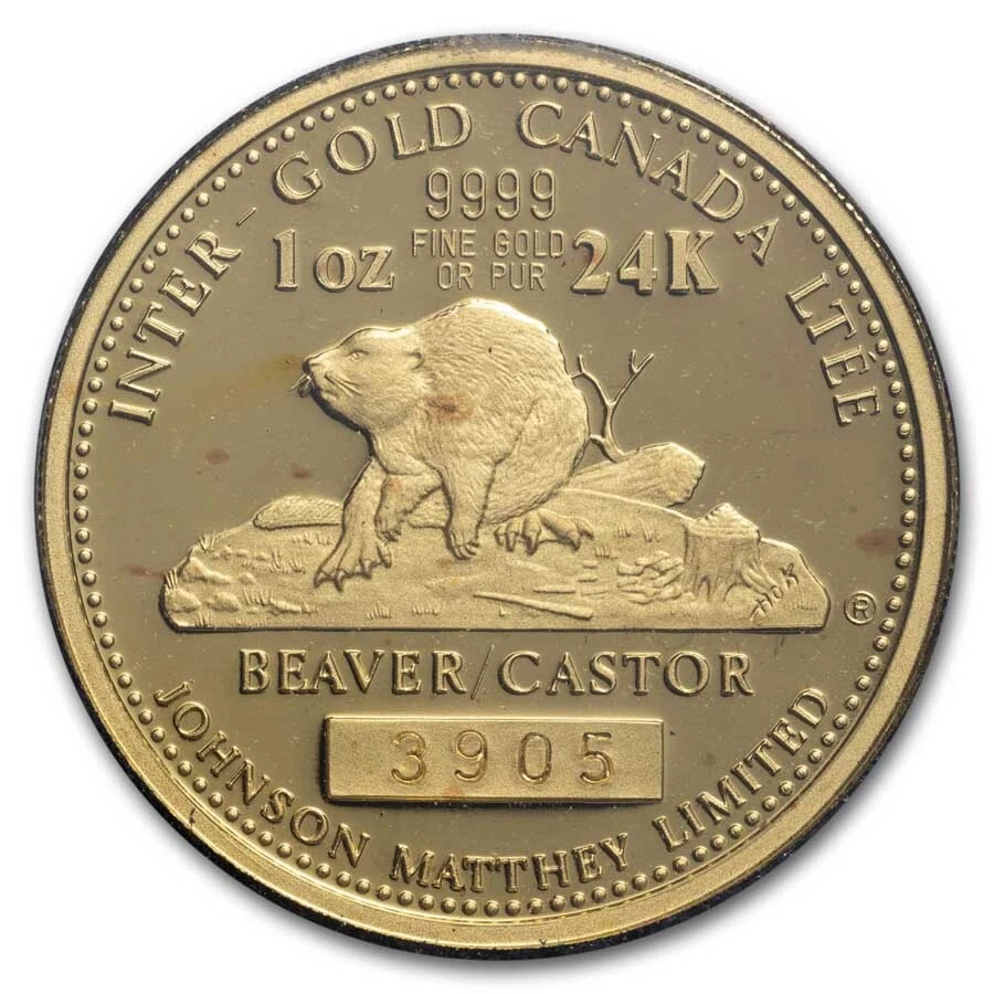 Juego de medallas de oro/plata JM y castor Mallory 1983 Canadá Foto 3 de 4