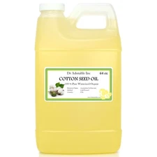 64 OZ/HALF GALLON ORGANIC COTTONSEED CARRIER OIL PURE COLD PRESSED 