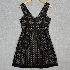 LOFT Black Lace Dress V-Neck Sleeveless Cocktail Sz 0 LBD Goth 90s Y2K Fairy