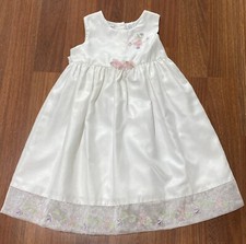 Girl's 6X White Formal Wedding Flower Girl First Communion Dress Pink Flowers