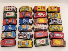 Vintage Agglo Tin Small Friction Cars 24ct (12 models 2 of each) 1970s, HongKong