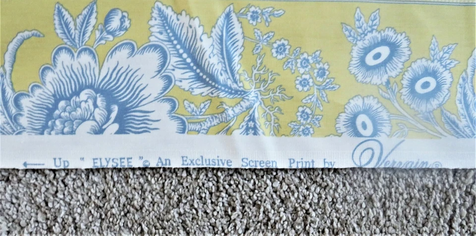 10 Yards Vervain "Elysee" Cotton Designer Fabric Yellow & Blue - Image 4 of 4