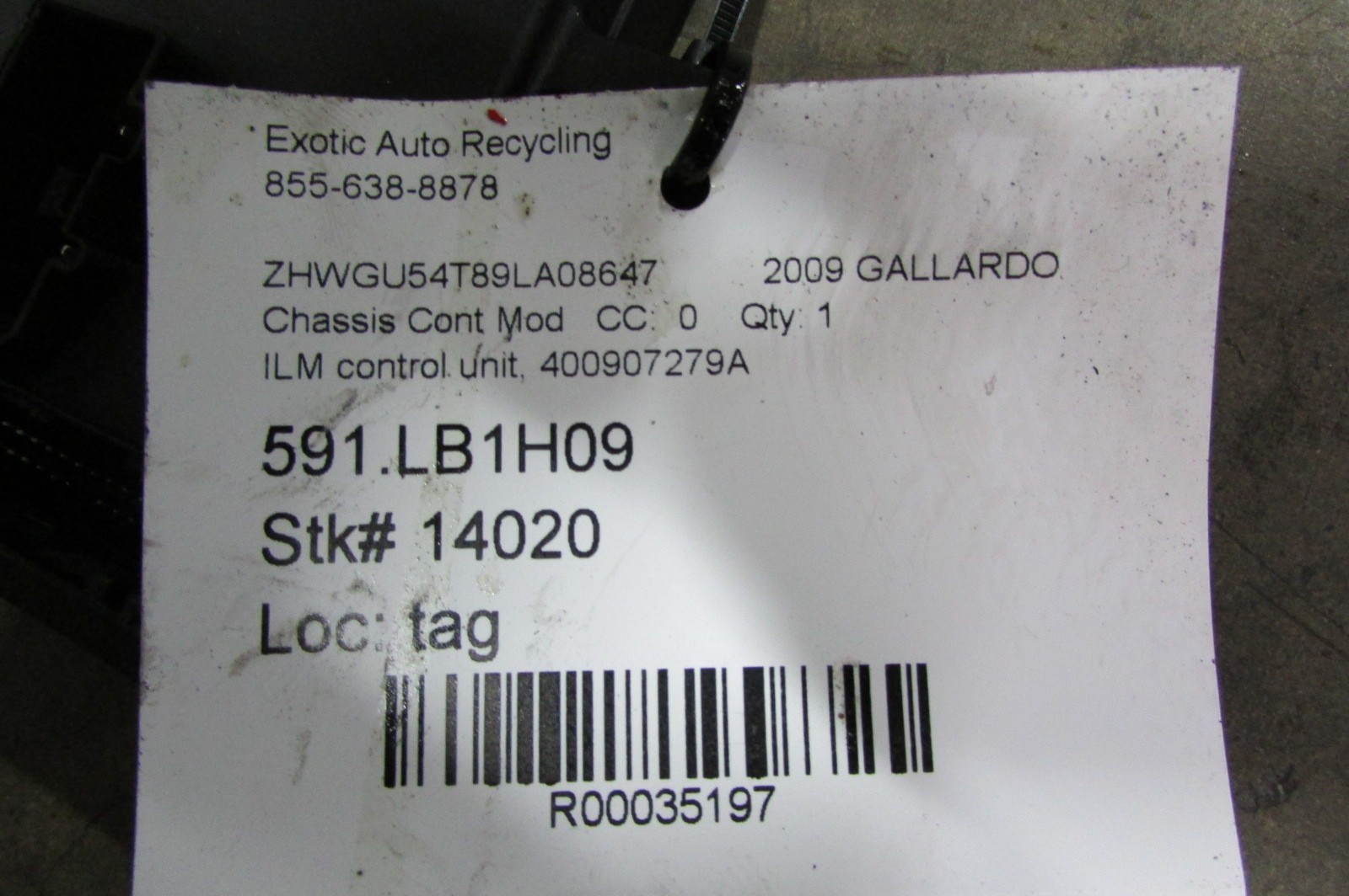 Lamborghini Gallardo, LP550, 560, 570, ILM Control Unit, Used, P/N 400907279A