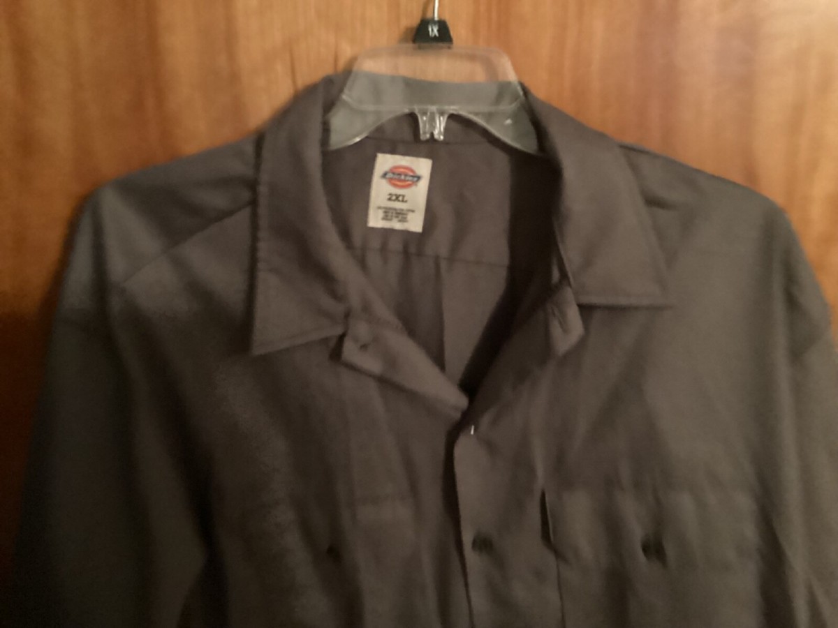 Dikies Men Gray Long Sleeve Shirt, Brand New , Button , 2XL