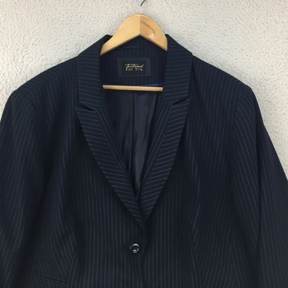 Tailored For You Black Stripe Polyester Regular Blazer Jacket Women Size UK 2XL - Image 2 of 4