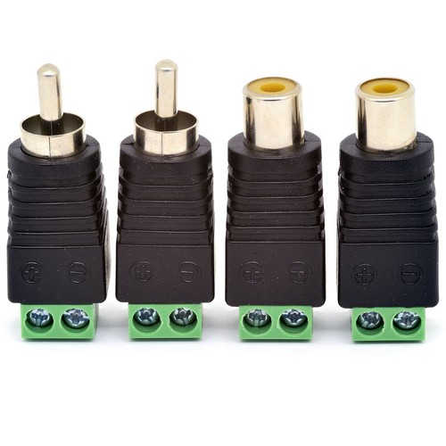 4x Screw Terminal Block Coupler Phono Plug + Socket CCTV AV Speaker
