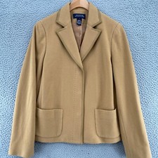Jones New York Blazer Womens 6 Signature Brown Wool Blend Jacket Lapel Pockets
