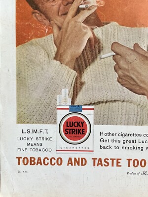 1960 Lucky Strike Cigarettes Vintage Print Ad Artwork
