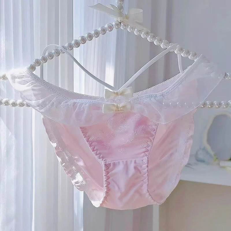 Dulces Niñas Volantes Lazo Bragas Calzoncillos Calzoncillos Japoneses Lolita Escuela Bragas Foto 2 de 4