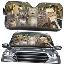 DocModel YOSA Car Sun Shade Windshield Bengal Cat Driver, Funny Cat Car Cats