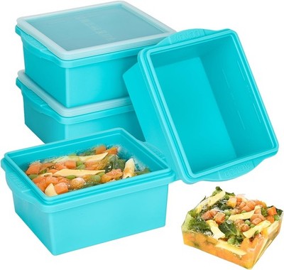 2 Cup Silicone Freezer Trays with Lids, Silicone Soup Freezer Molds 
