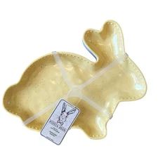 BUNNY & BEAN Bunny Shaped Melamine Appetizer Plates Set of 4 Pastel New