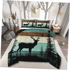 Deer Hunting Bedding Set Size,Rustic Farmhouse Comforter Full Teal Brown