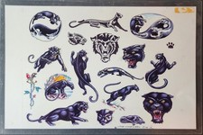 Vintage 95 Little Vinnie Myers Traditional Tattoo Flash Sheet Shop Used Panthers