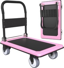 Carro de empuje plegable plataforma móvil carro 1100 lb rosa grande CG008 engrosado