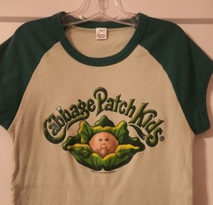 Cabbage Patch Kids girls 10/12 medium Graphic Raglan Jersey T-Shirt Green 