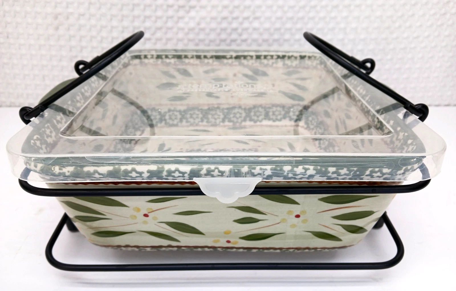 TEMP-TATIONS BY TARA OLD WORLD GREEN OVENWARE CASEEROLE W/ LID & RACK FREE SHIP
