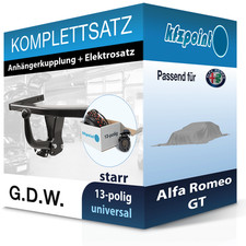 G.D.W. Anhängekupplung starr und TOWTEC E-Satz 13polig für Alfa Romeo GT 03- neu