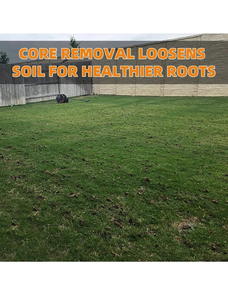 Patented Rolling Lawn Coring Aerator Yard Grass Pulling Plugs Manual Aeration... - Image 3 of 4