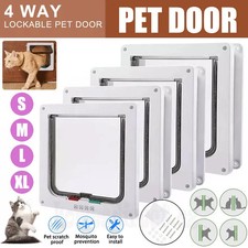 4-Way Safe Lockable Locking Pet Cat Dog Door Brushy Flap Screen S-XL Size AU
