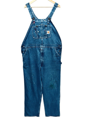 Vintage Carhartt Blue Denim Latzhose Herren W44 L32 Zimmermann Arbeitslatzhose