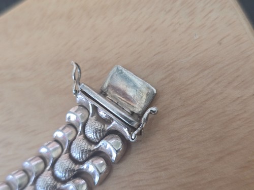 Vintage Sterling Silver Snake 925 Bracelet 7” Italy Wide Chunky Elegant - Picture 5 of 10