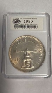 1980 MEXICO UNA ONZA TROY SILVER BRILLIANT UNC BALANCE SCALE CASA DE LA MONEDA