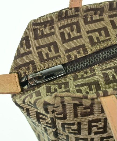 FENDI Handbag Beige Leather Canvas Zucchino Unisex From Japan thumbnail 15